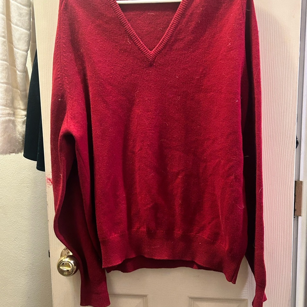 Elegant Red V-Neck Sweater for Women